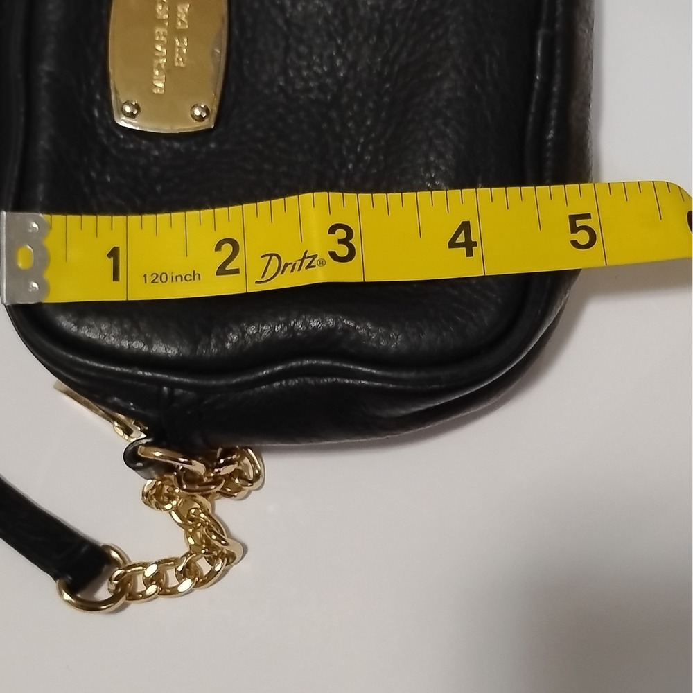 Michael Kors Black Small Pebbled Leather Camera Crossbody Bag, Gold Chain - Picture 6 of 10